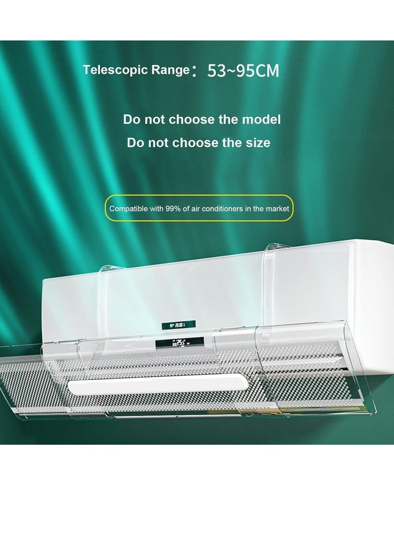 تراسل عاكس هواء مكيف الهواء المنفصل لمكيف الهواء، عاكس هواء مكيف الهواء القابل للتعديل عاكس هواء عادم مكيف الهواء العادم عاكس هواء العادم المنزلي زجاج أمامي قابل للسحب وقضيب ضبط - Image 2