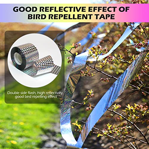 Ruolan Bird Scare Tape Ribbon,Reflective Tape Keep Birds Away Outdoor,Double Side Bird Flash Tape, Scare Geese, Pigeon, Duck, Woodpecker (350FT) - Image 4