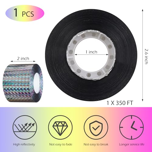 Ruolan Bird Scare Tape Ribbon,Reflective Tape Keep Birds Away Outdoor,Double Side Bird Flash Tape, Scare Geese, Pigeon, Duck, Woodpecker (350FT) - Image 2