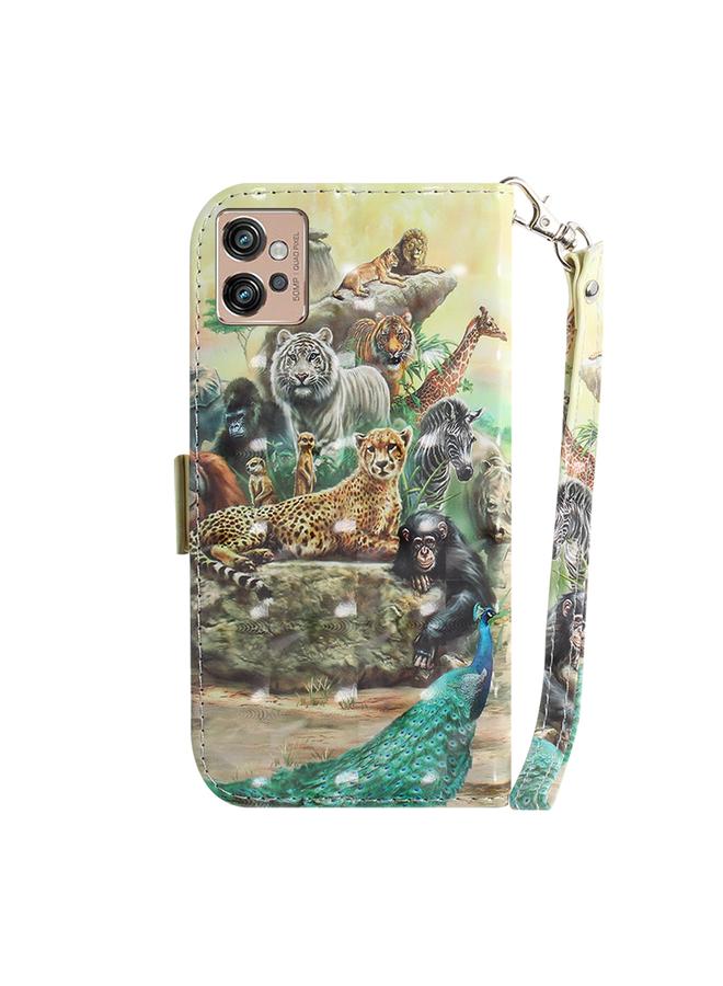 اس-توب جراب لهاتف موتورولا موتو جي 32، جراب جلدي ثلاثي الأبعاد ملون قابل للطي أفقيًا - Image 3