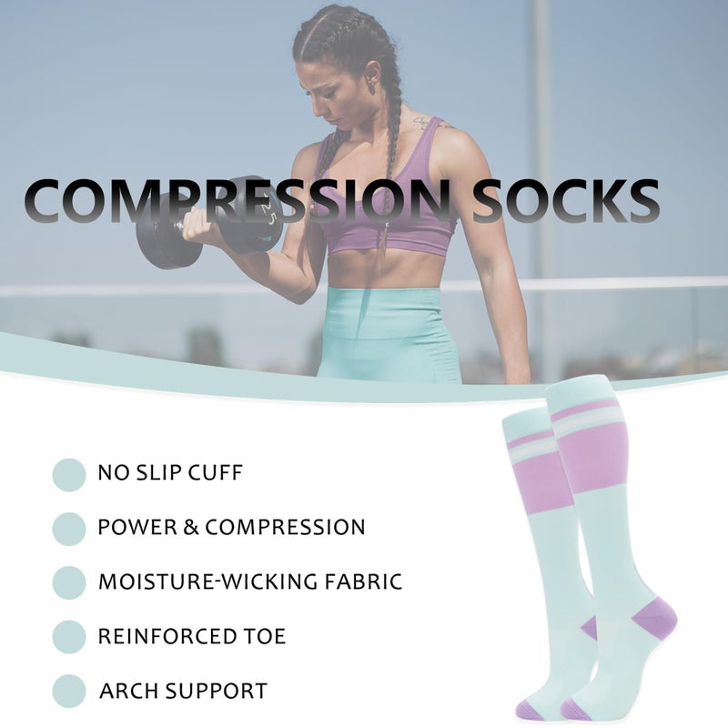 fenglaoda Compression Socks for Women Men Support Circulation 6 Pairs Socks For Nurse, Travel, Flight - Image 2