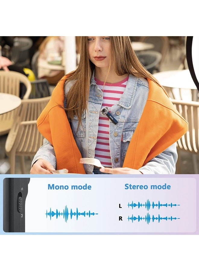 بويا BOYALINK ميكروفون لاسلكي لافالير ، مشبك ثنائي القناة على ميكروفون ، علبة شحن محمولة مع لايتنينج ، USB-C ، محول مقبس 3.5 ملم لكاميرا iPhone Andriod ، تقليل الضوضاء لتسجيل الصوت بالفيديو - Image 5