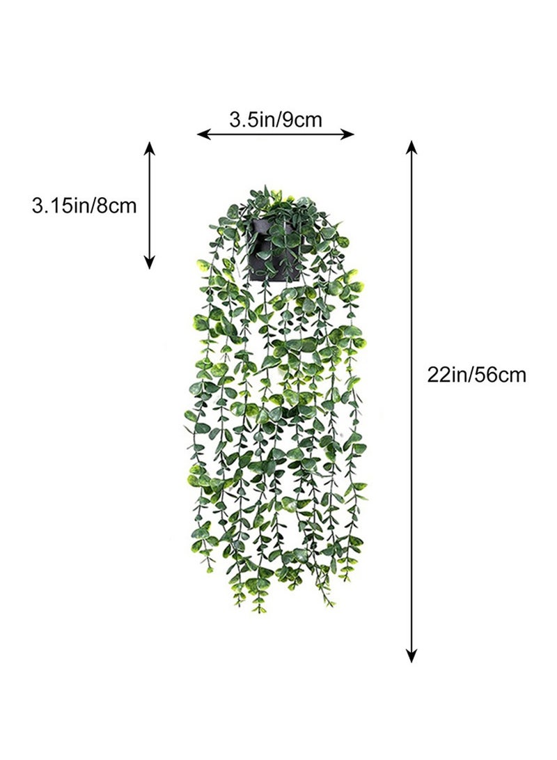 Arabest 56cm Potted Artificial Hanging Eucalyptus with Realistic False Leaves for Home and Office Indoor and Outdoor Garden Bookshelf - Image 3
