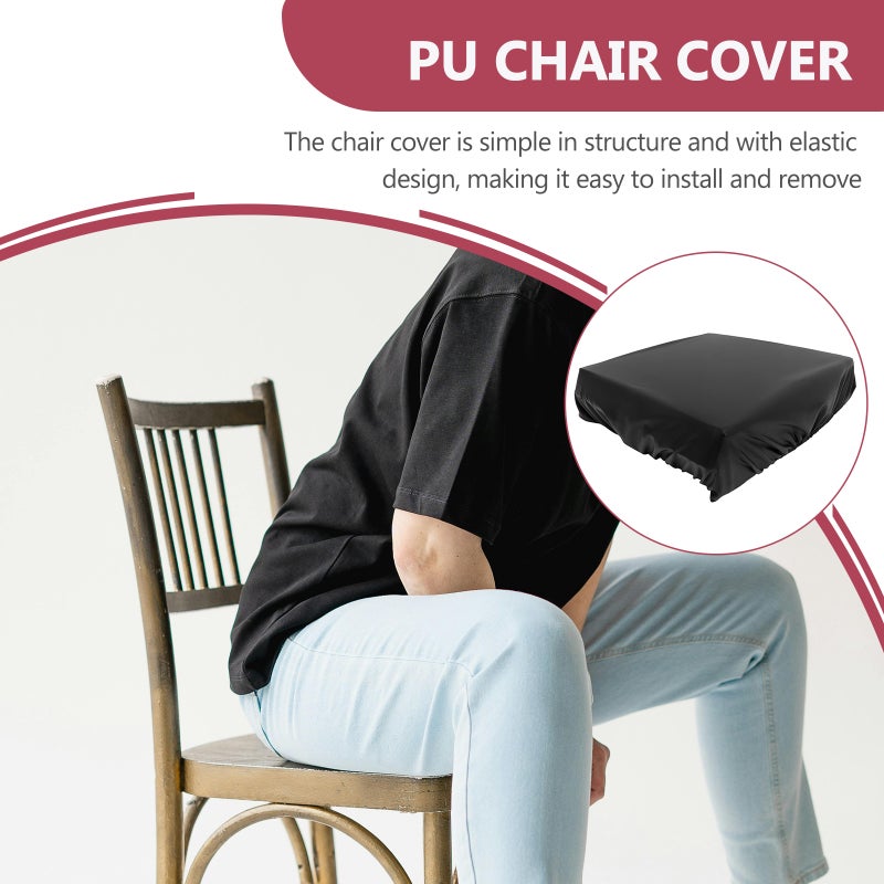 2pcs Dining Chair Cover Thicken PU Stylish Protective Stretch Dining Chair Protector Cover - Image 3