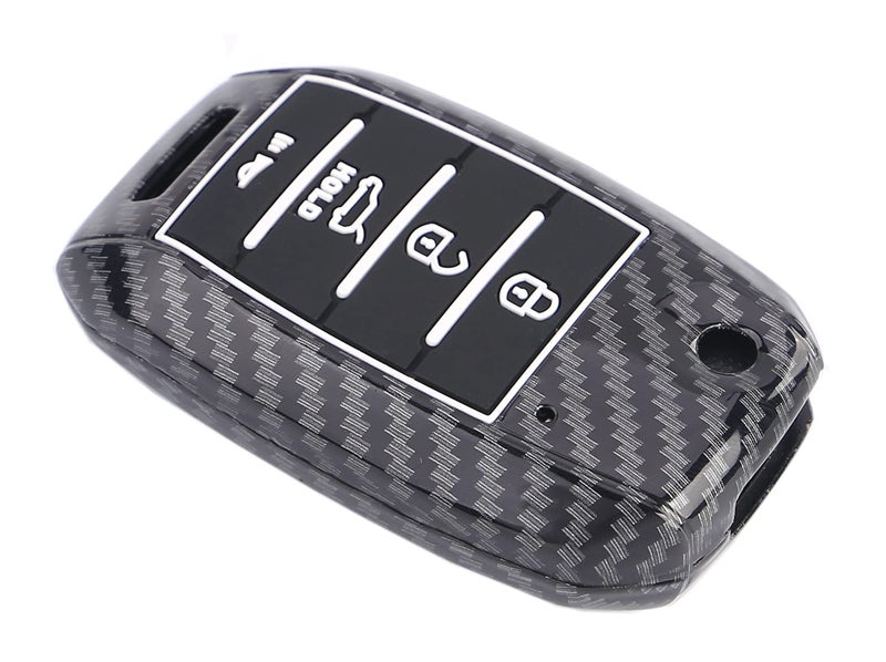 Muxkenper Key Fob Cover Case for Kia Optima Soul Sorento Rio Sportage Carens 4 Buttons Keyless Entry Remote Case Holder ABS Carbon Fiber Pattern (Black) - Image 1