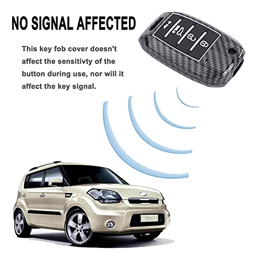 Muxkenper Key Fob Cover Case for Kia Optima Soul Sorento Rio Sportage Carens 4 Buttons Keyless Entry Remote Case Holder ABS Carbon Fiber Pattern (Black) - Image 5