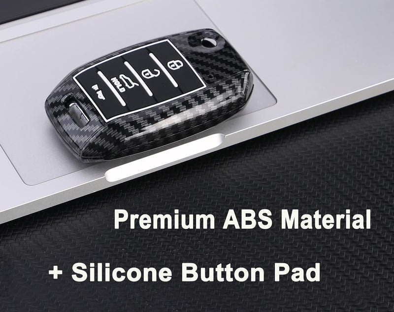 Muxkenper Key Fob Cover Case for Kia Optima Soul Sorento Rio Sportage Carens 4 Buttons Keyless Entry Remote Case Holder ABS Carbon Fiber Pattern (Black) - Image 3