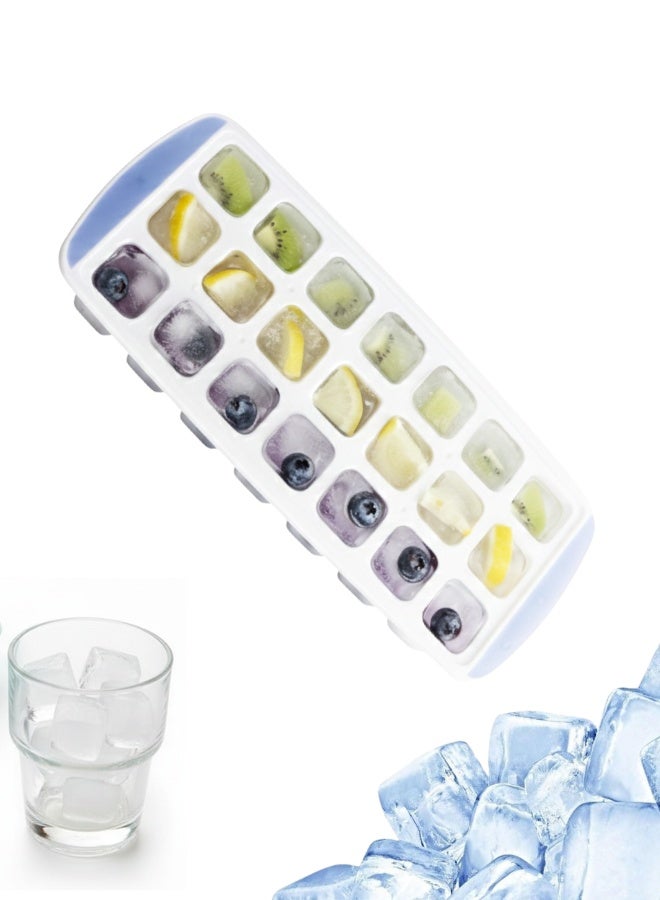 قالب مكعبات ثلج سيليكون 21 مكعب – تصميم عملي متعدد الألوان للفريزر، قابل للفك بسهولة لتقديم العصائر والمشروبات الباردة وطعام الأطفال – صواني قابلة للتكديس - Image 1