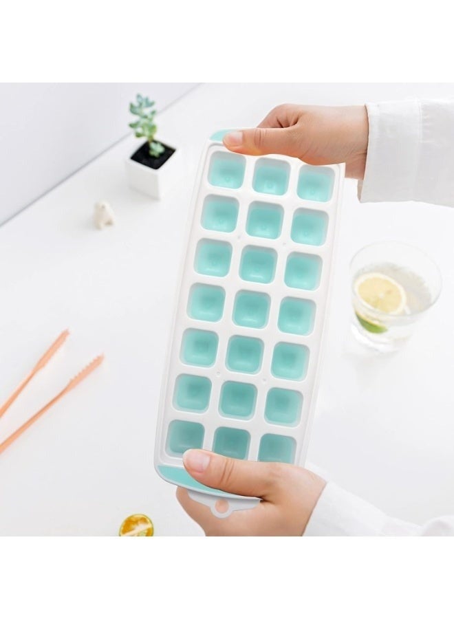 قالب مكعبات ثلج سيليكون 21 مكعب – تصميم عملي متعدد الألوان للفريزر، قابل للفك بسهولة لتقديم العصائر والمشروبات الباردة وطعام الأطفال – صواني قابلة للتكديس - Image 2