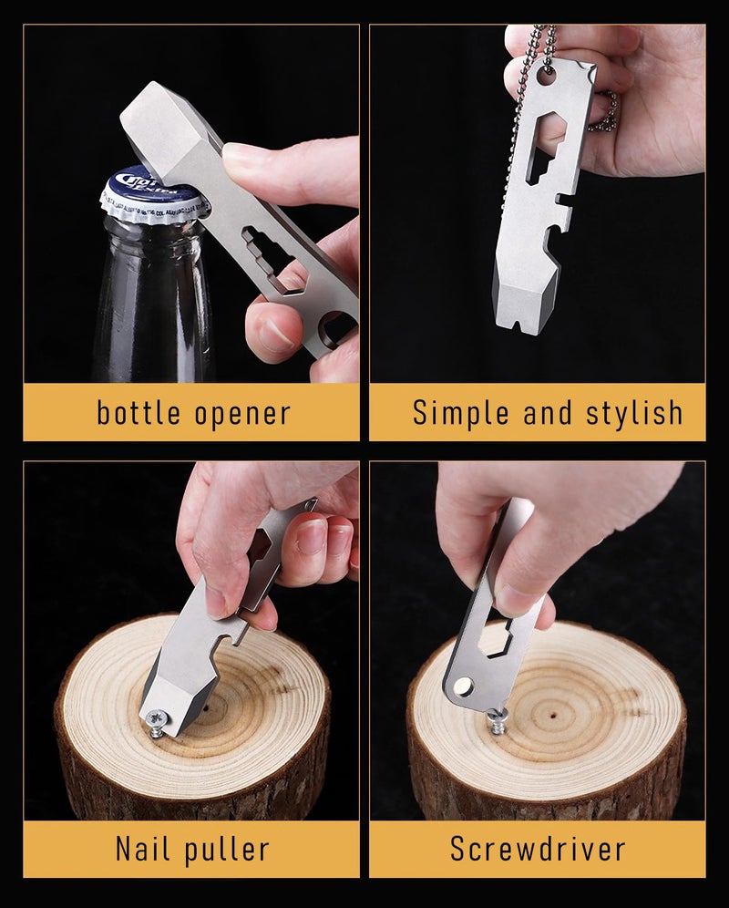 ResafeLy Titanium keychain tool,Lightweight Multipurpose Tool, Paint Can Opener, Pry Tools, Wrench Bottle Opener,Ideal Every Day Carry for Men, RFLPB05 - Image 2