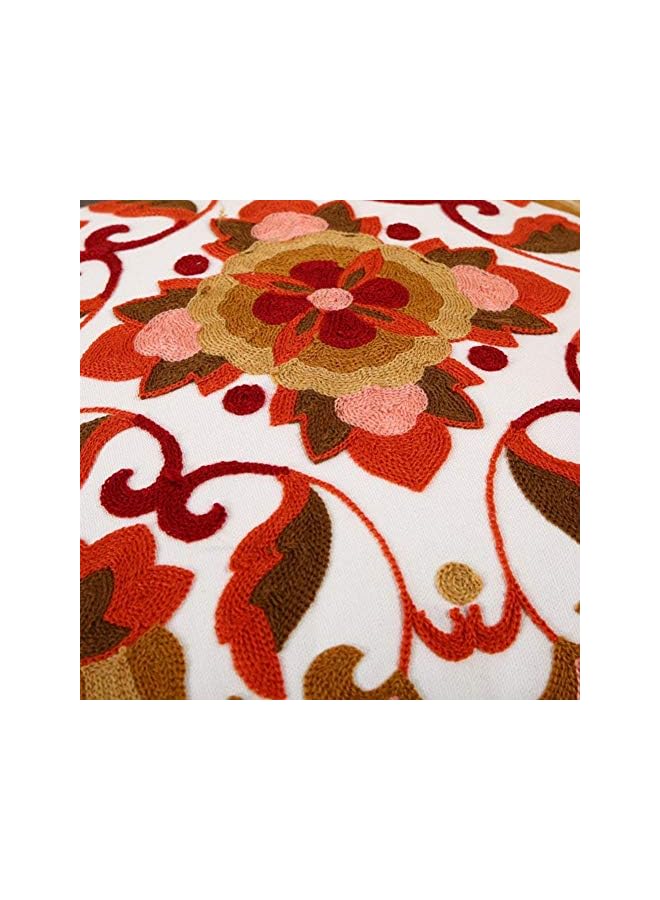 Excefore Red Embroidered Cotton Canvas Cushion Cover 45x45cm Hand Made National Embroidery Bohemian Housewarming Car Home Decoration Cushion Cover/Throw Pillow Cover(2pc) - Image 5