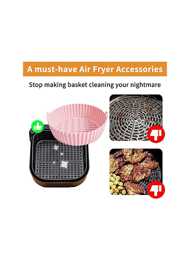 Raxoom Square Silicone Air Fryer Liners 8 inch for 4 to 7 QT Reusable Air Fryer Pot Air Fryer Inserts for Oven Microwave Accessories (Grey+Pink) - Image 2