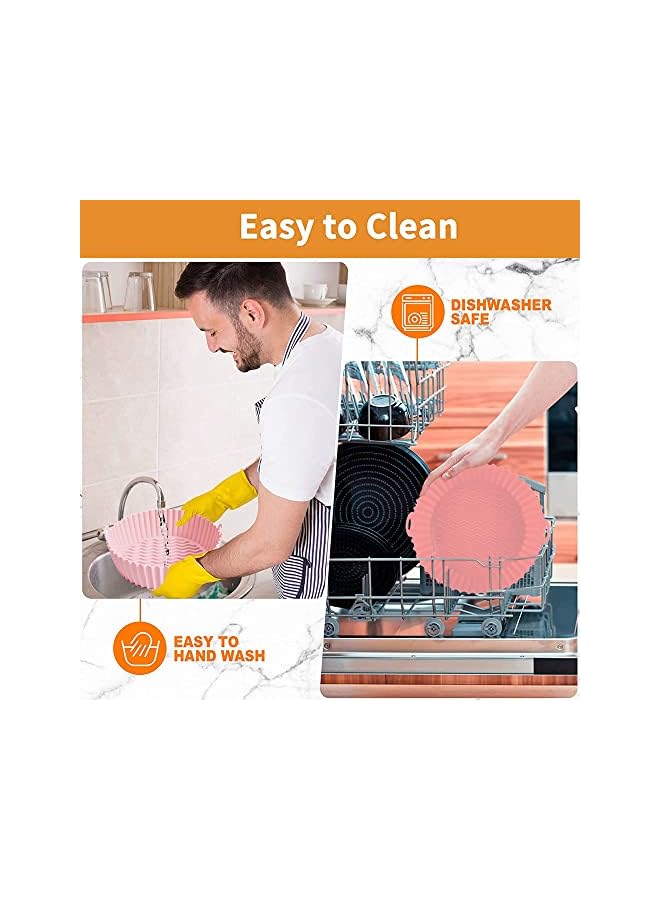 Raxoom Square Silicone Air Fryer Liners 8 inch for 4 to 7 QT Reusable Air Fryer Pot Air Fryer Inserts for Oven Microwave Accessories (Grey+Pink) - Image 3