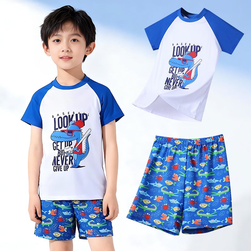 Summer Quick-Drying Swimsuit, Sun Protection Fabric, Skin-Friendly, Soft and Comfortable, Swimming Training, Beach Play Swimsuit for Middle and Large Children - Image 2
