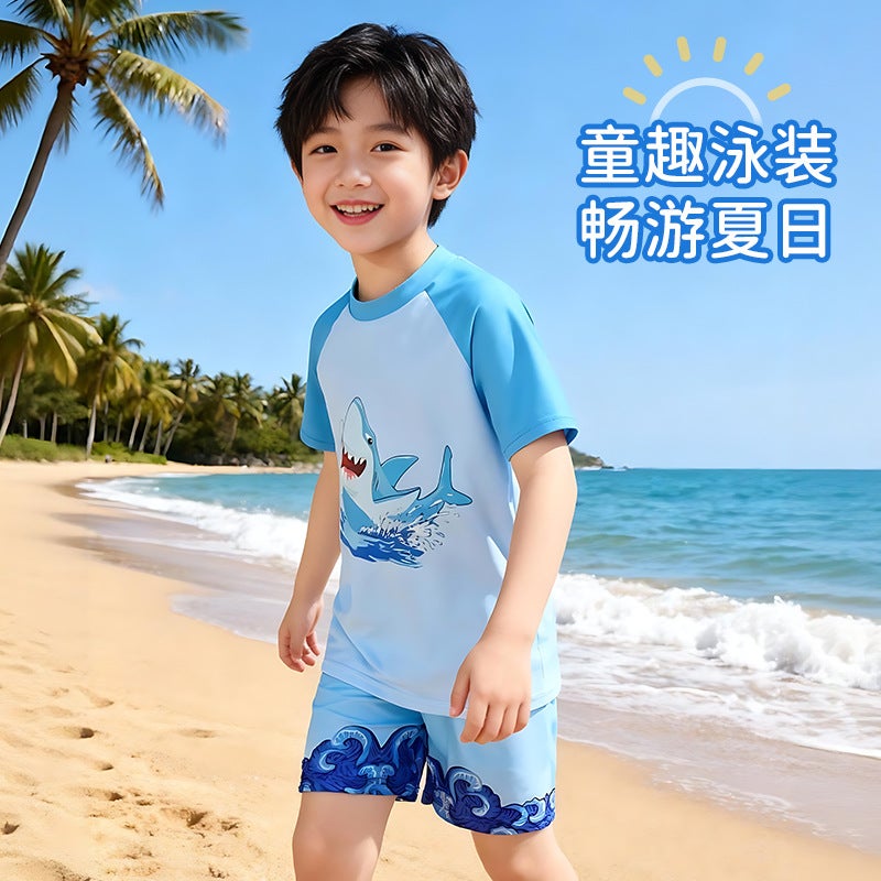 Summer Quick-Drying Swimsuit, Sun Protection Fabric, Skin-Friendly, Soft and Comfortable, Swimming Training, Beach Play Swimsuit for Middle and Large Children - Image 3