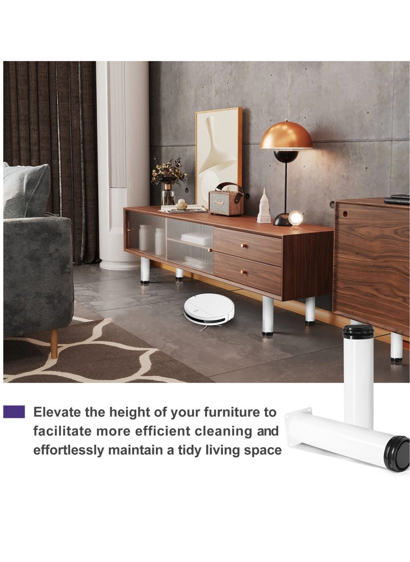 Excefore Metal Furniture Legs, 10 Inch Stainless Steel Adjustable Legs, White Metal Round Cabinet Legs, for Cabinets Sofa Table Shelves and DIY Furniture (White, 4 Pcs)  - Image 4