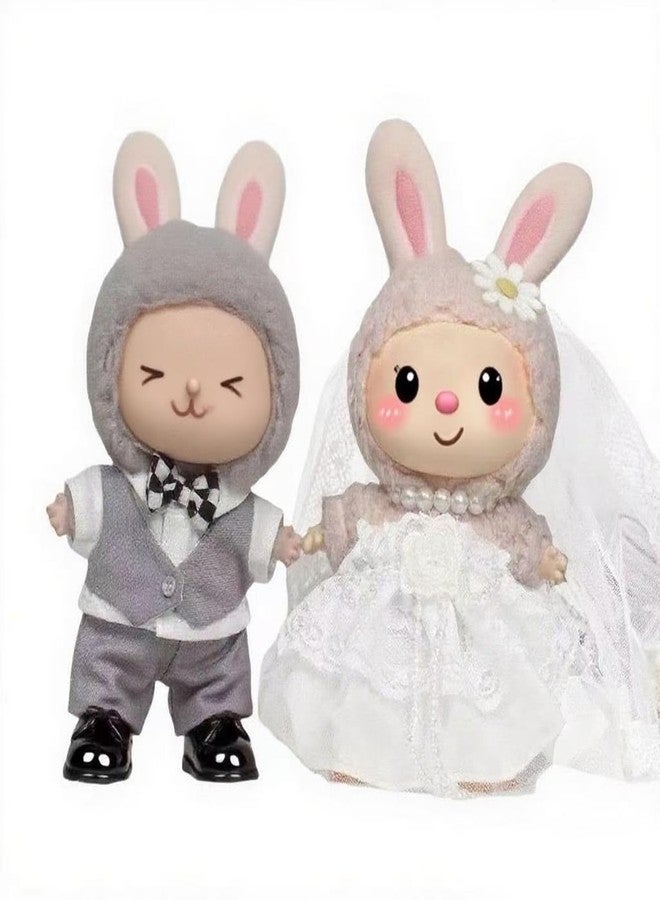 VVQUI 2-Piece Set Wedding Doll Clothes for 17cm (6.7 inch) Dolls - Bride & Groom Outfits, 8-Piece Bridal Gown & Formal Suit Combo - Elegant Wedding Doll Accessories (Dolls Not Included) - Image 1