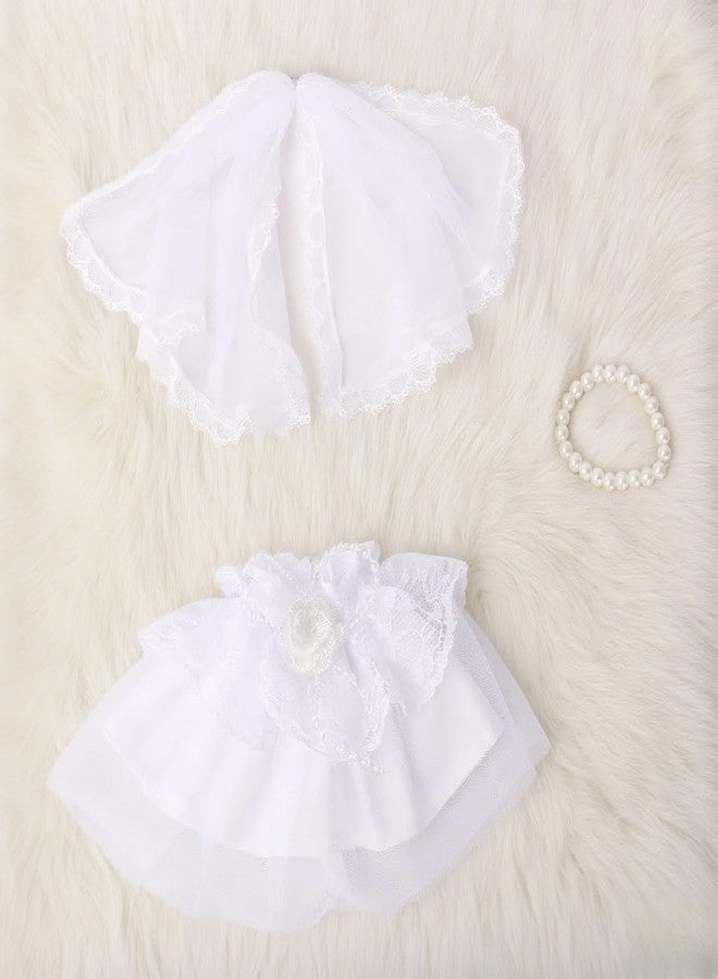 VVQUI 2-Piece Set Wedding Doll Clothes for 17cm (6.7 inch) Dolls - Bride & Groom Outfits, 8-Piece Bridal Gown & Formal Suit Combo - Elegant Wedding Doll Accessories (Dolls Not Included) - Image 3