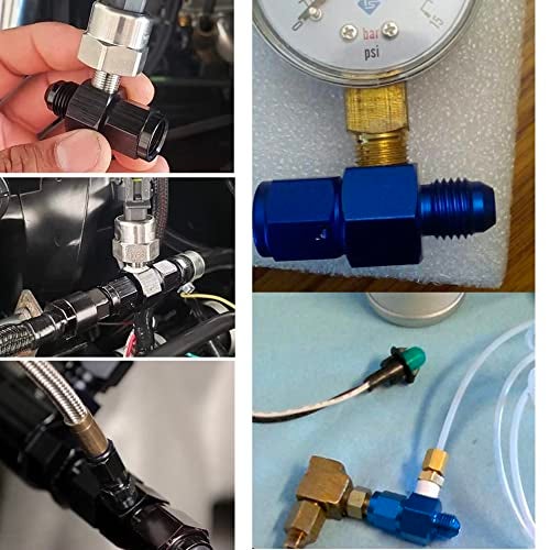 CYONRUAN AN6 Male to Female 18 NPT Side Port Fuel Pressure Gauge 6AN Take Off Fitting Adapter Hose Union Swivel Pipe 6 AN Adapter Aluminum Blue - Image 5