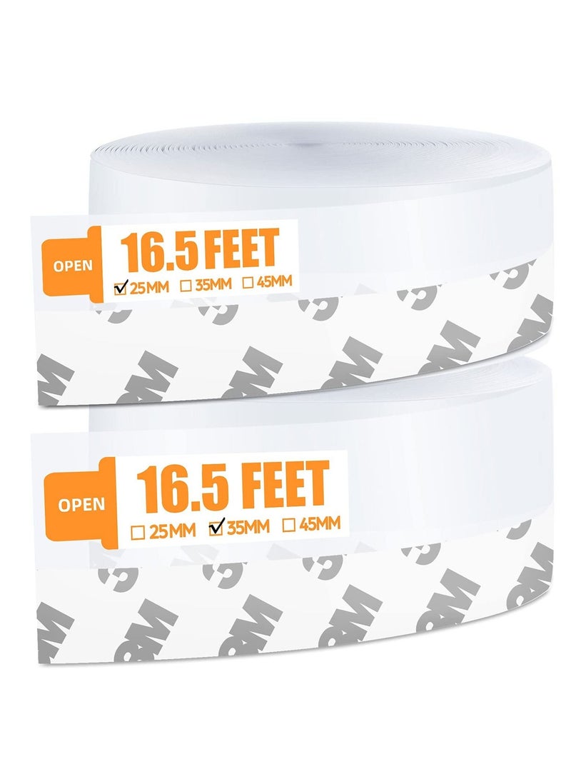SYOSI 33 Feet Door Weather Stripping, Silicone Seal Strip Window Seal Silicone Sealing Tape for Door Draft Stopper Adhesive Tape for Doors Windows and Shower Glass Gaps - 2 Rolls - Image 1