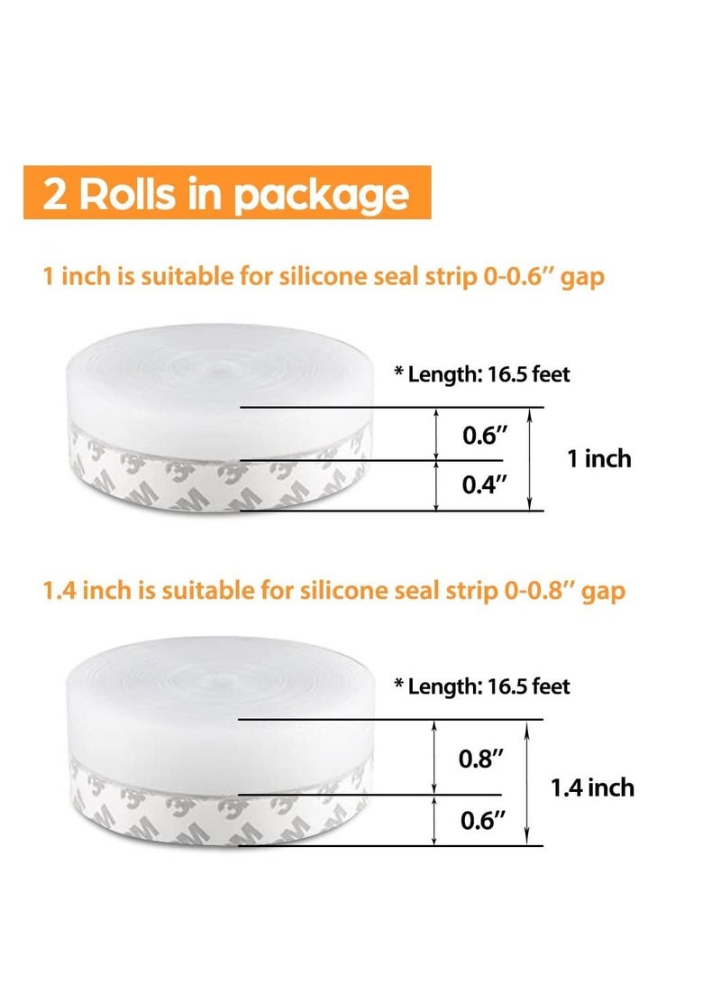 SYOSI 33 Feet Door Weather Stripping, Silicone Seal Strip Window Seal Silicone Sealing Tape for Door Draft Stopper Adhesive Tape for Doors Windows and Shower Glass Gaps - 2 Rolls - Image 2