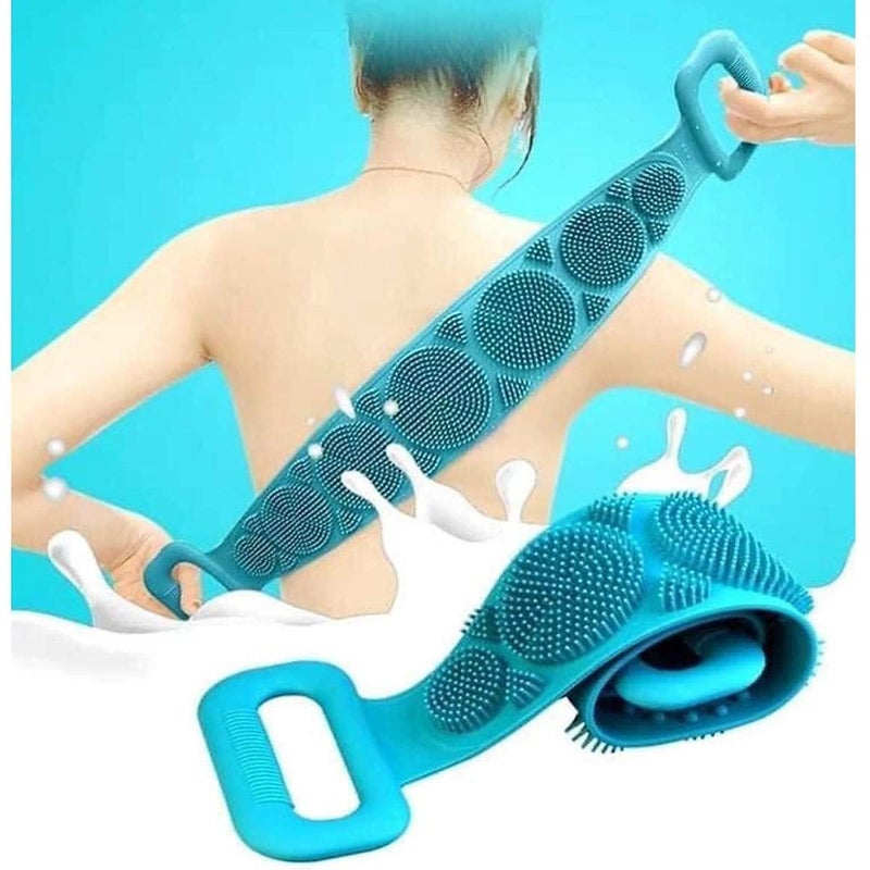 Avenn Avenn Silicone Body Back Scrubber Bathing Belt Double Side Bathing Brush for Skin Deep Cleaning Massage Dead Skin Removal Exfoliating Belt for Shower for Men Women Multicolor - Image 1