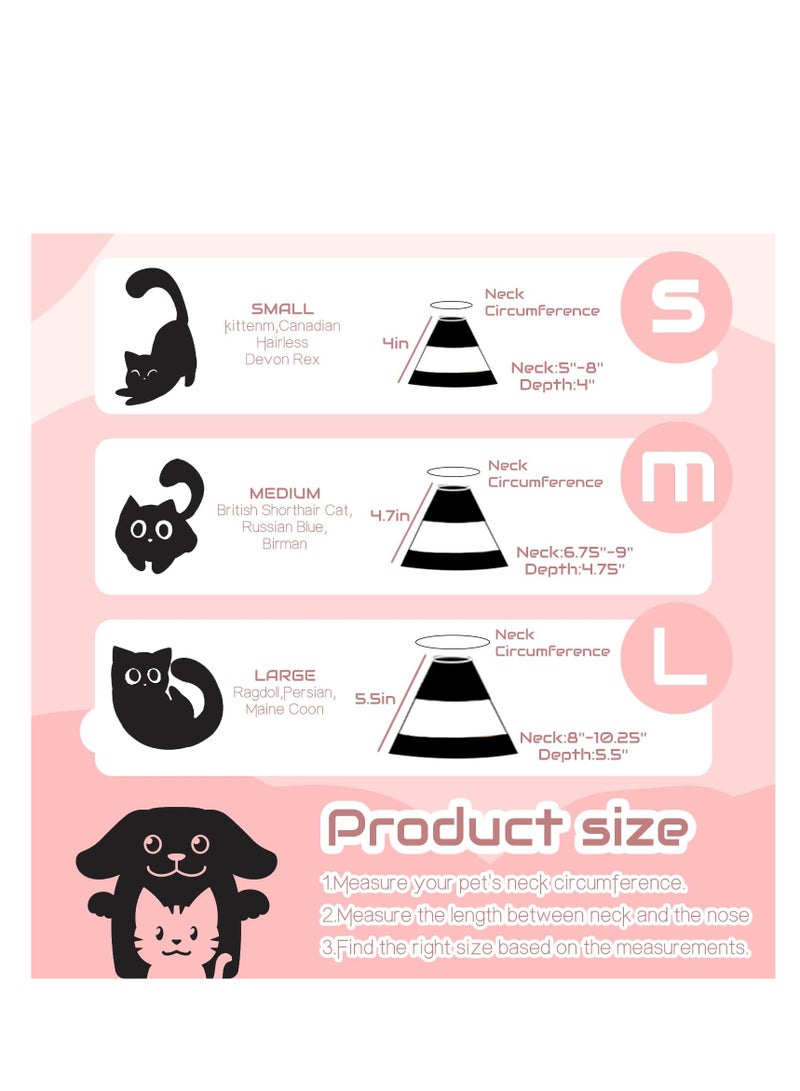 SYOSI طوق قطة، طوق قطة ناعم، طوق قطة قابل للتنفس لمنع اللعق، طوق استعادة قابل للتعديل، مخروط ناعم للقطط بعد الجراحة، طوق إليزابيثي للقطط (L (العنق: 8"-10.25")، أرجواني) - Image 2