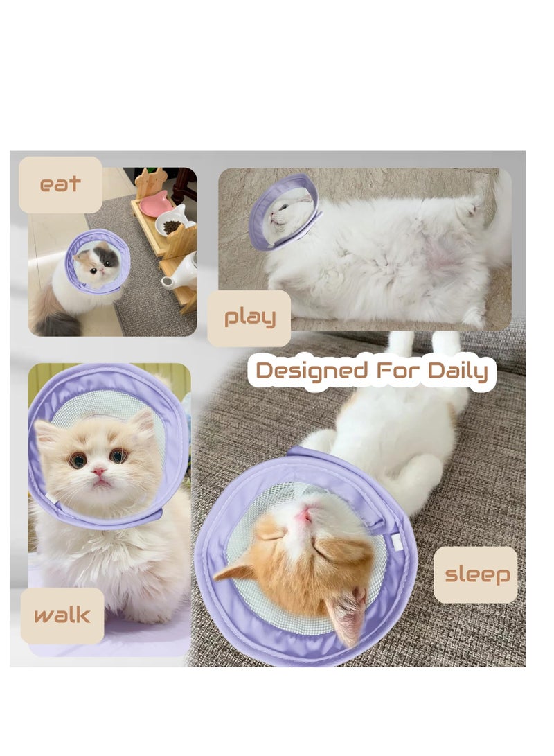 SYOSI طوق قطة، طوق قطة ناعم، طوق قطة قابل للتنفس لمنع اللعق، طوق استعادة قابل للتعديل، مخروط ناعم للقطط بعد الجراحة، طوق إليزابيثي للقطط (L (العنق: 8"-10.25")، أرجواني) - Image 4