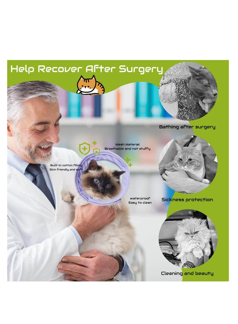 SYOSI طوق قطة، طوق قطة ناعم، طوق قطة قابل للتنفس لمنع اللعق، طوق استعادة قابل للتعديل، مخروط ناعم للقطط بعد الجراحة، طوق إليزابيثي للقطط (L (العنق: 8"-10.25")، أرجواني) - Image 3