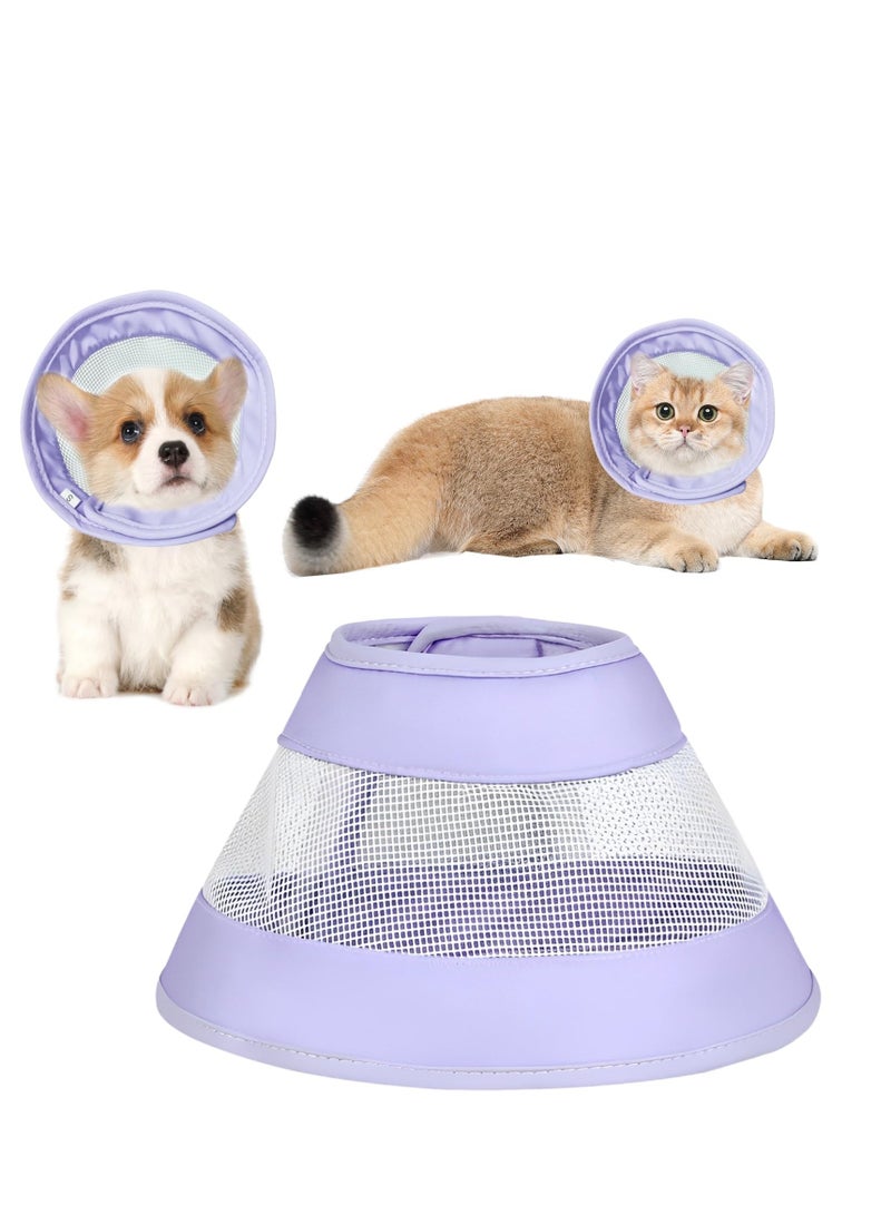 SYOSI طوق قطة، طوق قطة ناعم، طوق قطة قابل للتنفس لمنع اللعق، طوق استعادة قابل للتعديل، مخروط ناعم للقطط بعد الجراحة، طوق إليزابيثي للقطط (L (العنق: 8"-10.25")، أرجواني) - Image 1