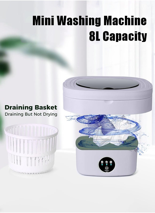 APEX Mini Folding Washing Machine, 8L Portable Washing Machine with Drain Basket, for Apartment, Travel, Underwear, Personal, Kids  - Image 3