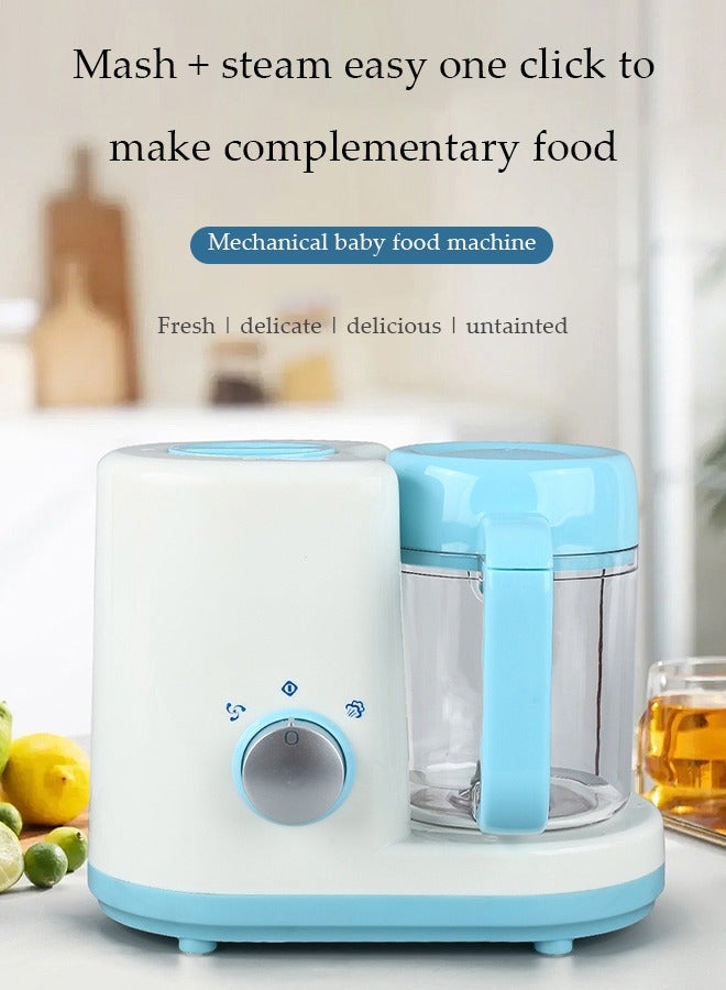 DUNISO Baby Food Maker, multifunctional food steaming and mixing machine, mini grinder, suitable for making milkshakes, fruit juice, vegetable puree, meat filling, 300ml, 27 * 21 * 24cm, blue and white - Image 3