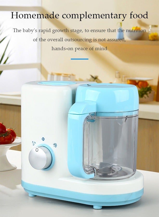 DUNISO Baby Food Maker, multifunctional food steaming and mixing machine, mini grinder, suitable for making milkshakes, fruit juice, vegetable puree, meat filling, 300ml, 27 * 21 * 24cm, blue and white - Image 4