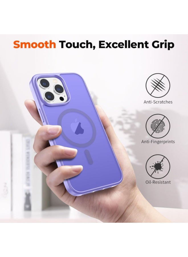 أكاليكس جراب مغناطيسي لهاتف آيفون 14 برو ماكس [مقاوم للصدمات ونحيف] غطاء خلفي صلب شفاف غير لامع مع حماية عالية الجودة | بنفسجي فاتح - Image 3