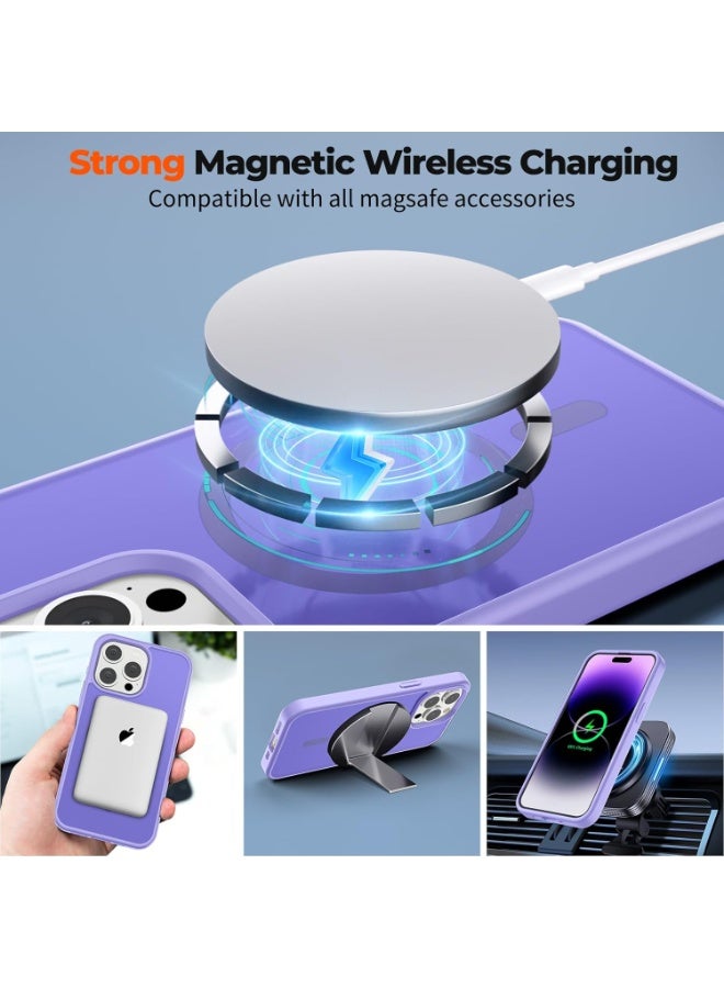 أكاليكس جراب مغناطيسي لهاتف آيفون 14 برو ماكس [مقاوم للصدمات ونحيف] غطاء خلفي صلب شفاف غير لامع مع حماية عالية الجودة | بنفسجي فاتح - Image 4