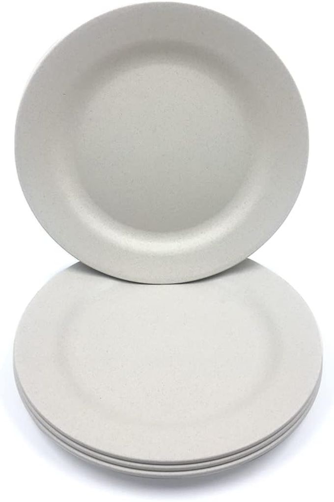 4 PACK 13 INCH EXTRA LARGE SIZE DINNER PLATE SETS DELICIOUS PASTA PLATES UNBREAKABLE DISHES LIGHTWEIGHT SALAD DINNERWARE REUSABLE DESSERT TABLEWARE 33CM BEIGE