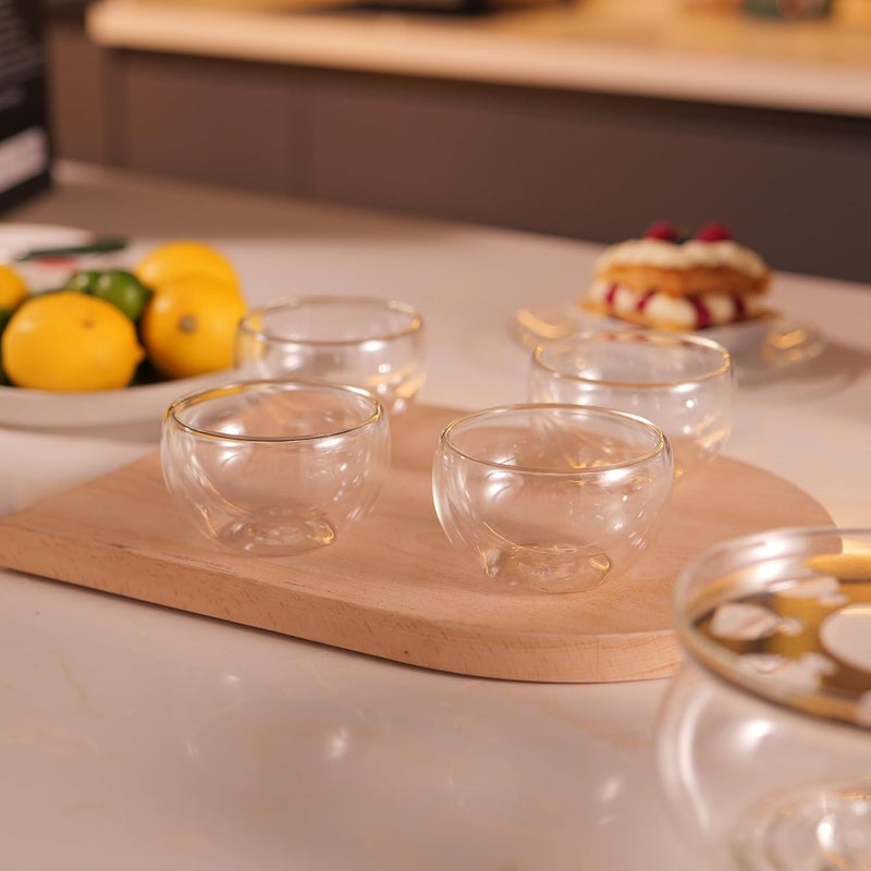 CnGlass Tea Cups Set of 4 Double Wall Glass Tea Cup, 5.1oz Asian Insulated Clear Teacups 150ML,Small Espresso Cup for Coffee - Image 3