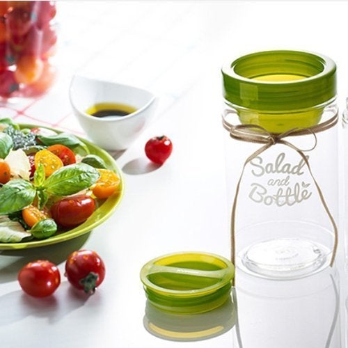 Komax Salad Bottle Set Of 2, With Leak Proof Salad Sauce Dressing Case (Pink, Green) - Image 2