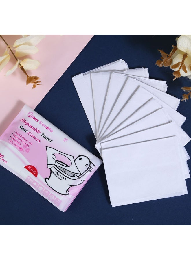عبوتان (20 قطعة)، أغطية مقاعد مرحاض قابلة للذوبان في الماء للاستعمال مرة واحدة، حصائر مرحاض ورقية محمولة للسفر، للاستخدام المنزلي والخارجي، صحية ومضادة للبكتيريا - Image 2