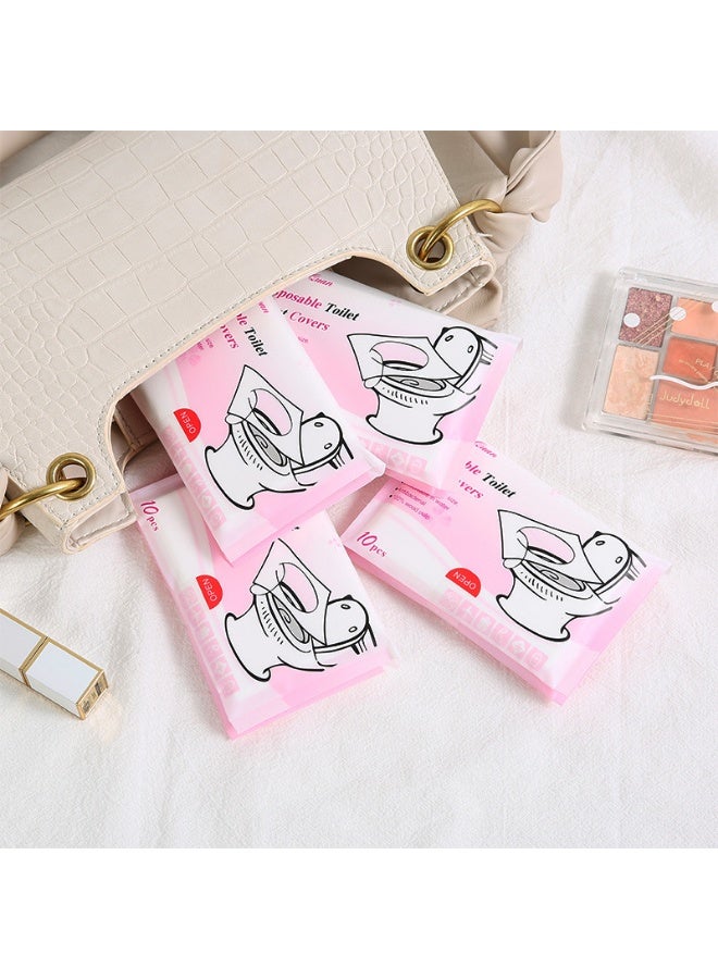 عبوتان (20 قطعة)، أغطية مقاعد مرحاض قابلة للذوبان في الماء للاستعمال مرة واحدة، حصائر مرحاض ورقية محمولة للسفر، للاستخدام المنزلي والخارجي، صحية ومضادة للبكتيريا - Image 5