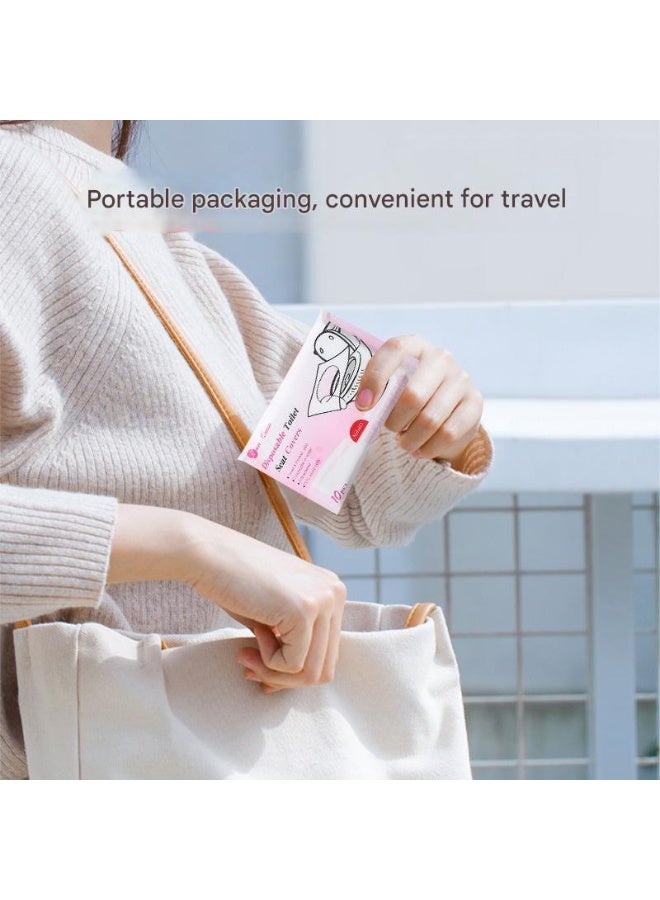 عبوتان (20 قطعة)، أغطية مقاعد مرحاض قابلة للذوبان في الماء للاستعمال مرة واحدة، حصائر مرحاض ورقية محمولة للسفر، للاستخدام المنزلي والخارجي، صحية ومضادة للبكتيريا - Image 4