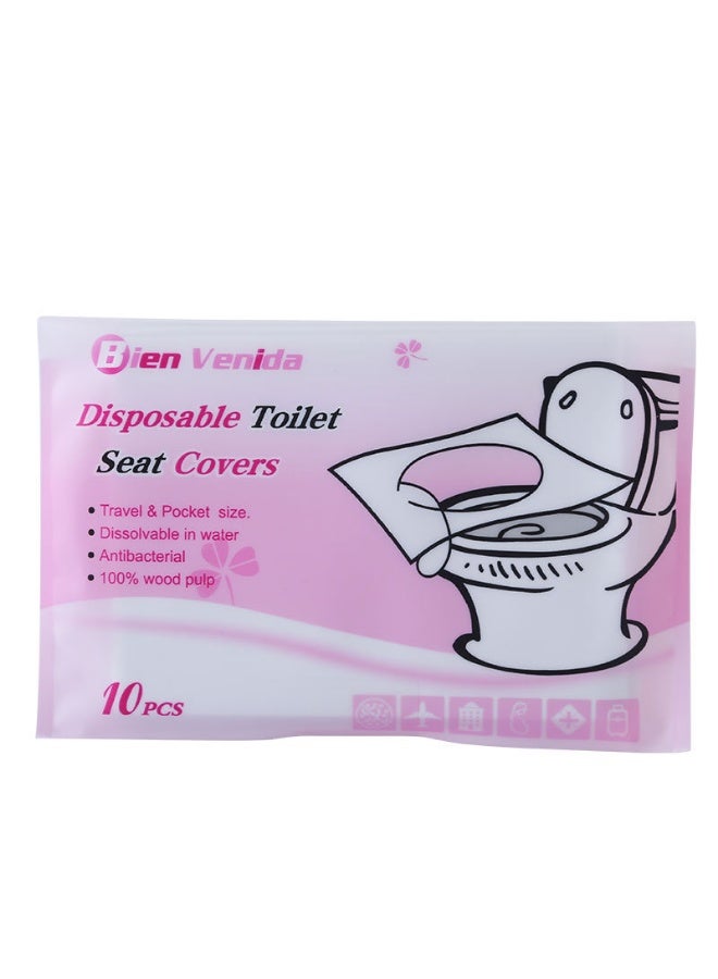 عبوتان (20 قطعة)، أغطية مقاعد مرحاض قابلة للذوبان في الماء للاستعمال مرة واحدة، حصائر مرحاض ورقية محمولة للسفر، للاستخدام المنزلي والخارجي، صحية ومضادة للبكتيريا - Image 3