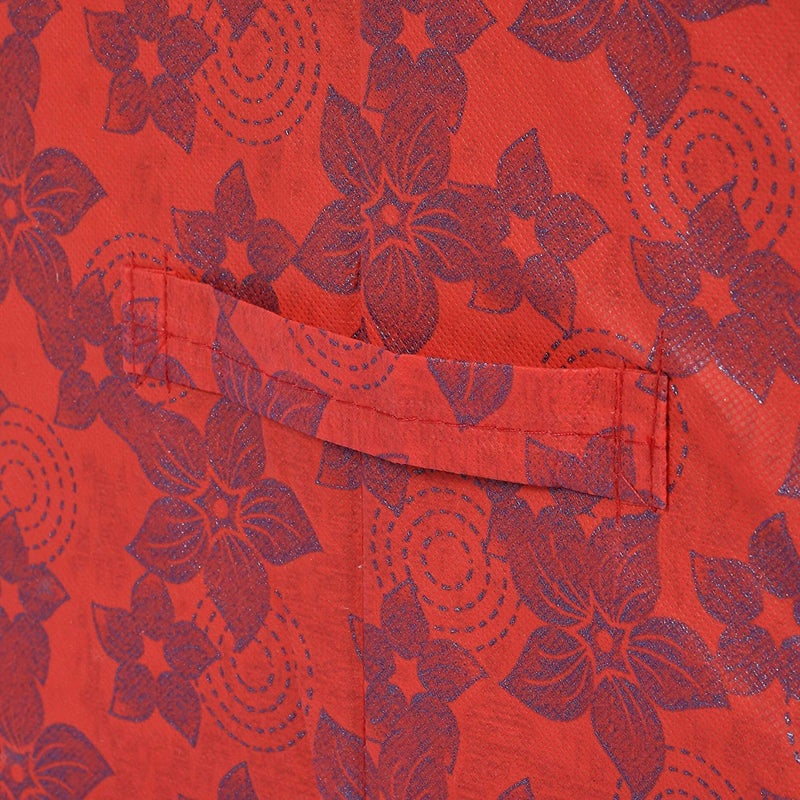 Kuber Industries Heart Home Metallic Flower Printed Multiuses NonWoven Closet Organizer With Handles Red HS43HEARTH26457 - Image 5