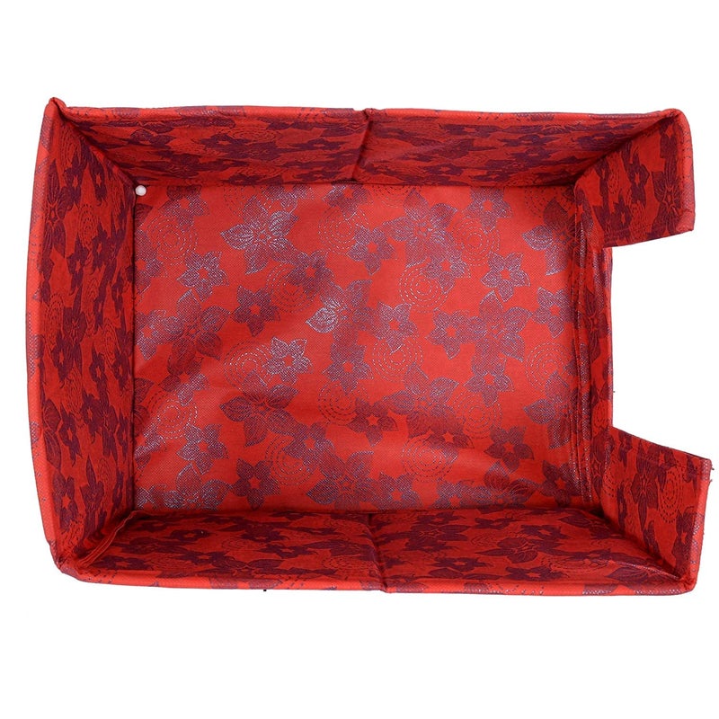 Kuber Industries Heart Home Metallic Flower Printed Multiuses NonWoven Closet Organizer With Handles Red HS43HEARTH26457 - Image 3