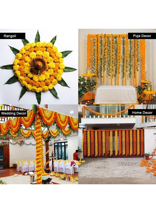 Hashcart Artificial Marigold Garland Flower Home, Weddings Diwali Parties Events Pooja Festival Traditional Indian Decoration (Orange 5 Pc | 5Ft)  - Image 5