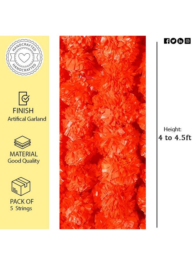 Hashcart Artificial Marigold Garland Flower Home, Weddings Diwali Parties Events Pooja Festival Traditional Indian Decoration (Orange 5 Pc | 5Ft)  - Image 3