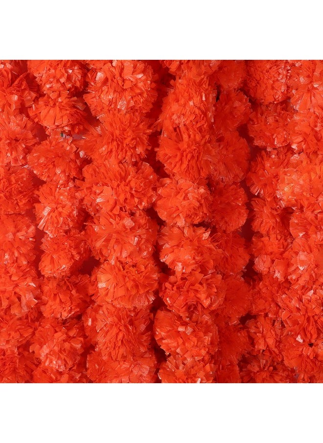 Hashcart Artificial Marigold Garland Flower Home, Weddings Diwali Parties Events Pooja Festival Traditional Indian Decoration (Orange 5 Pc | 5Ft)  - Image 1