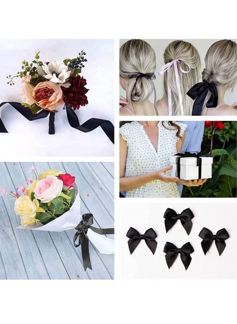 MARKQ Black Satin Ribbon, 38mm x 25yd Fabric Polyester Ribbon for