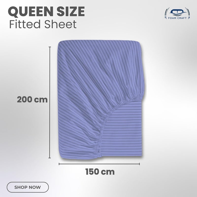 FOAM CRAFT Foamcraft Striped Deep Pocket Fitted Sheet - Lavender, Queen Size (150 x 200cm) - Image 2