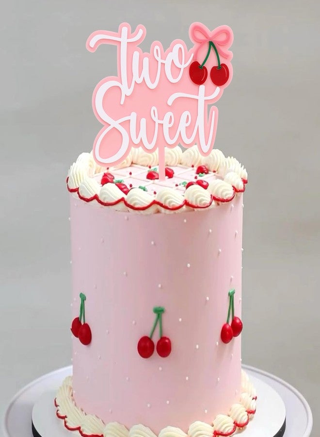 YOUAME Cherry Cake Topper - Girls 2nd Birthday Party Cake Decorations, Two Sweet Cherry Party Cake Charm, Second Birthday Cake Smash Acrylic Topper, She Is The Cherry On Top Photo Booth Props - Image 5